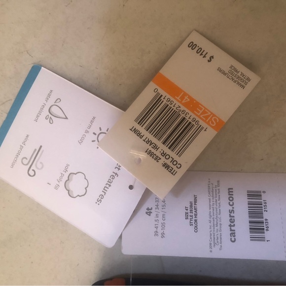 Carter's 2 piece snowsuit. Girls. Winter coat and  snow bib overalls. Size: 4 - Picture 8 of 10